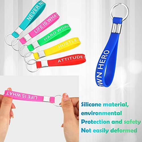 30 Pcs Inspirational Quote Keychains Silicone Rubber Key Rings Bright Colors - Picture 4 of 7