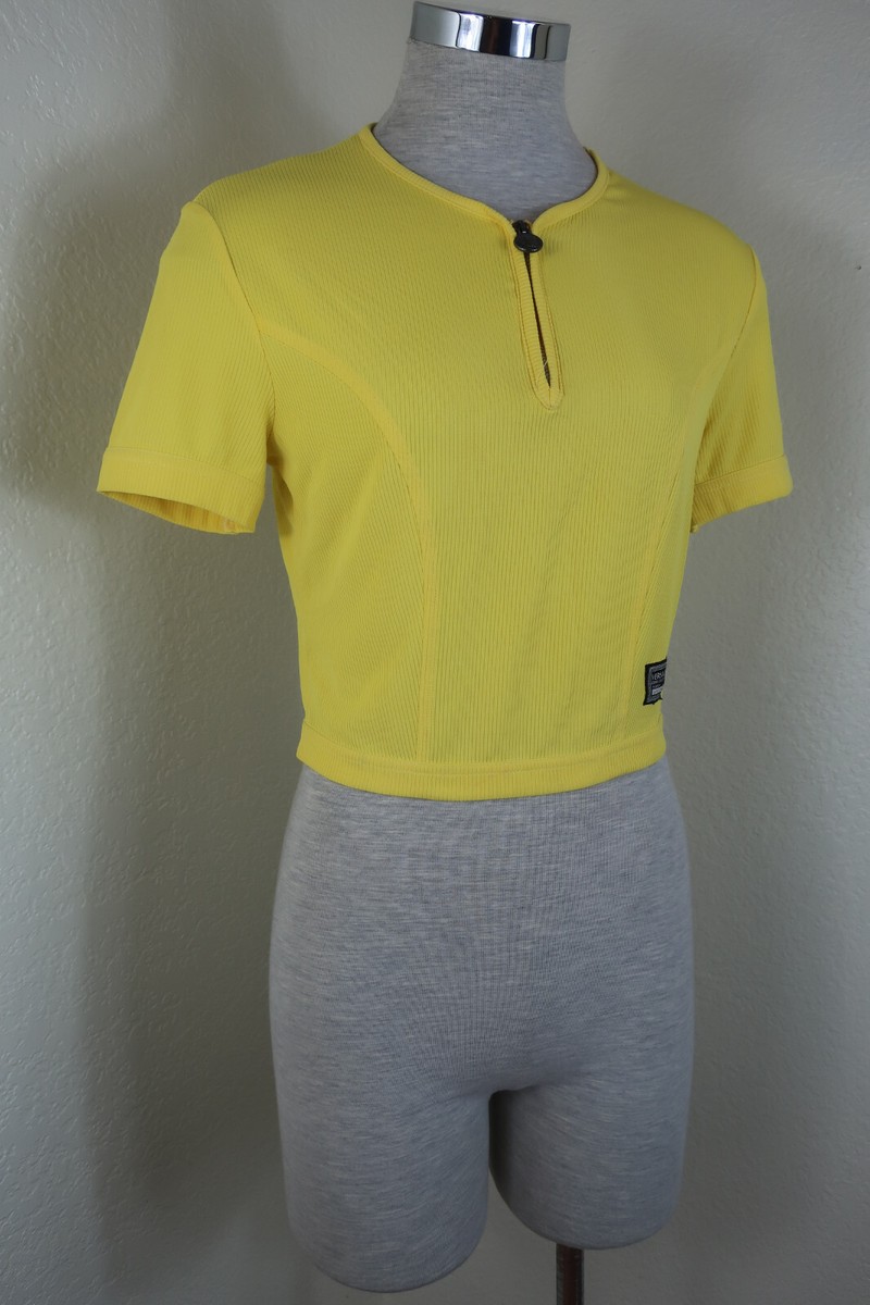 Vintage GIANNI VERSACE Couture Yellow Cropped Zip Top Shirt S M 4
