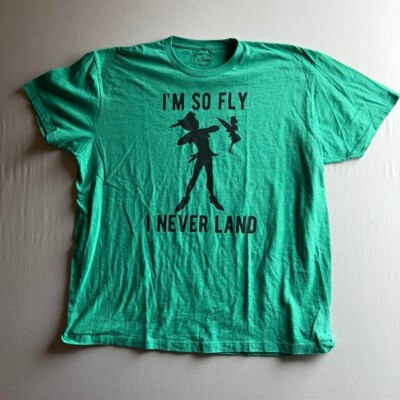 Peter Pan TShirt Mens XXL Green Im So Fly I Never Land Graphic Tee