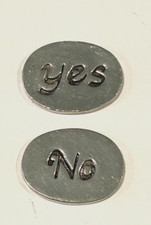 Basic Spirit Canada Handcrafted Oval Pewter Token Charm Flip Coin "YES" or "NO"