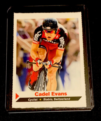 Cadel Evans SIGNED Tour de France cycling card. 2011 YELLOW JERSEY