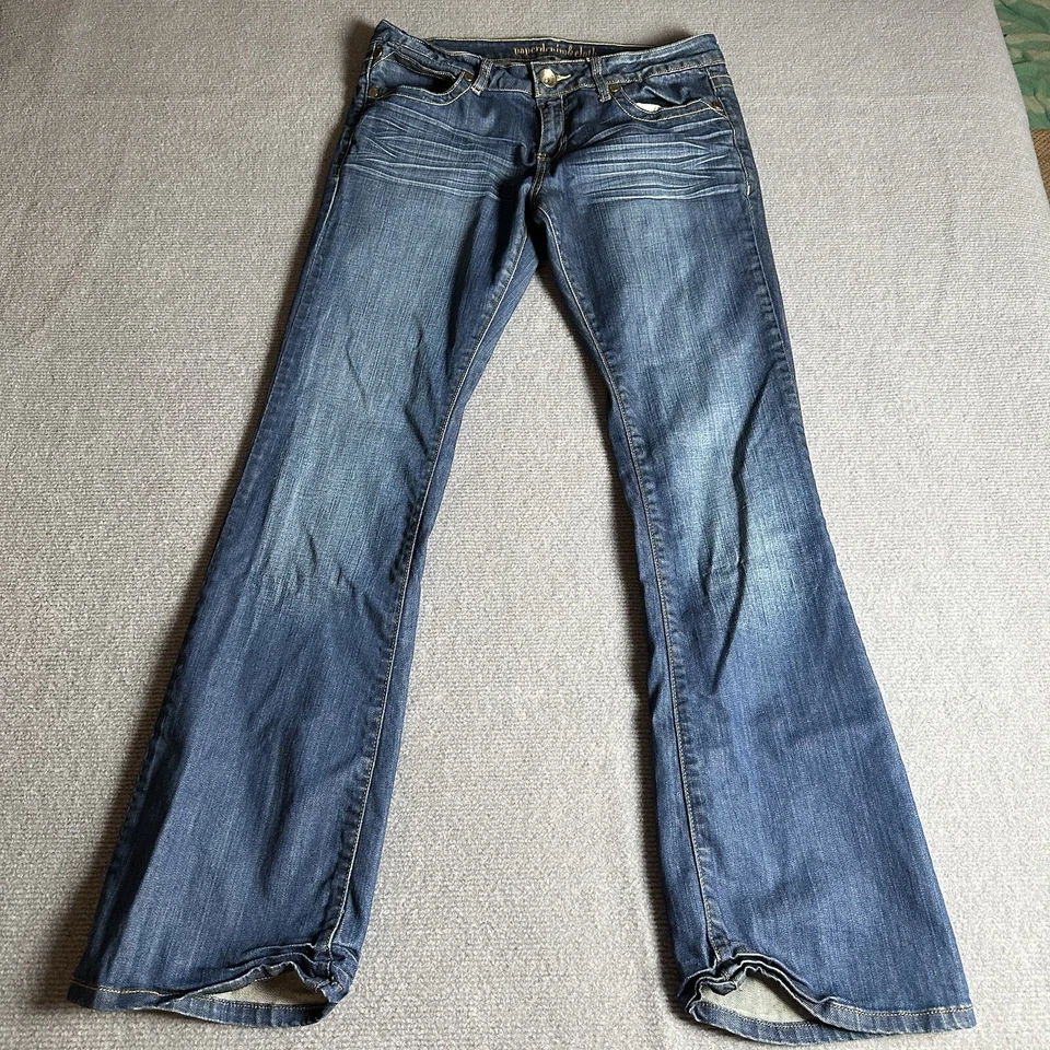 Pantalones de mezclilla de papel para mujer 30/10 Bridgette tiro bajo bota elástica azul Foto 2 de 4