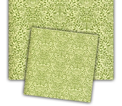 MELODY JANE Puppenhaus grün creme Eicheln Tapete Miniaturdruck Maßstab 1:12