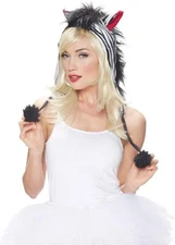 Zebra Hood Black and White Adult Costume Kit Clubwear Theme Party Halloween