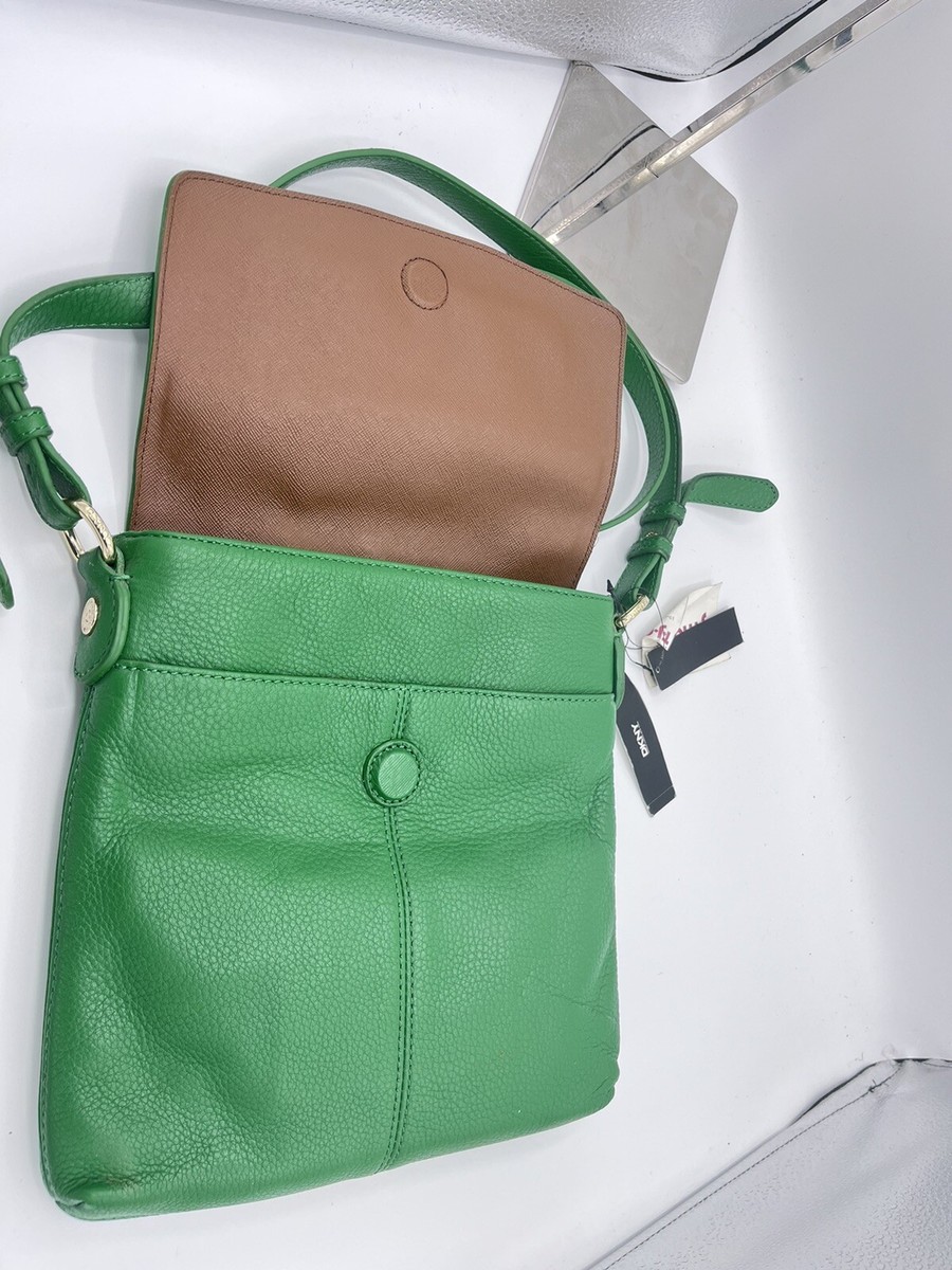 DKNY Donna Karan New York Green Pebbled Leather Crossbody Shoulder 