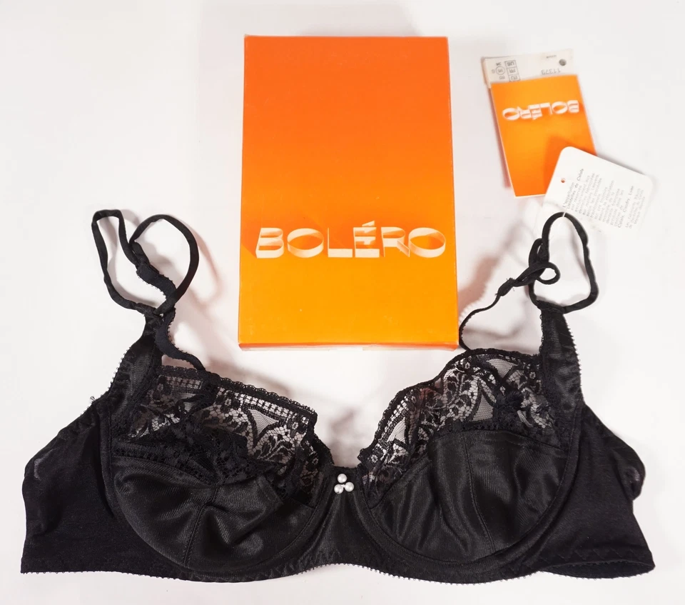 True Vintage Bolero France Femmes Soutien-Gorge 11379 Lingerie Noir Taille 80 De - Photo 1/4