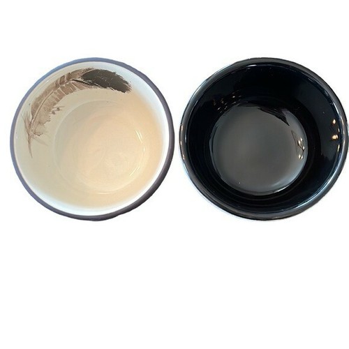 Small Bowls Floor 9 Boho Chic Feathers Accent Matching Dip Sauce Set of Two 4” - Picture 10 of 11