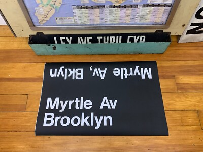 NY NYC SUBWAY ROLL SIGN MYRTLE AVENUE DOWNTOWN BROOKLYN RIDGEWOOD FRESH POND ART