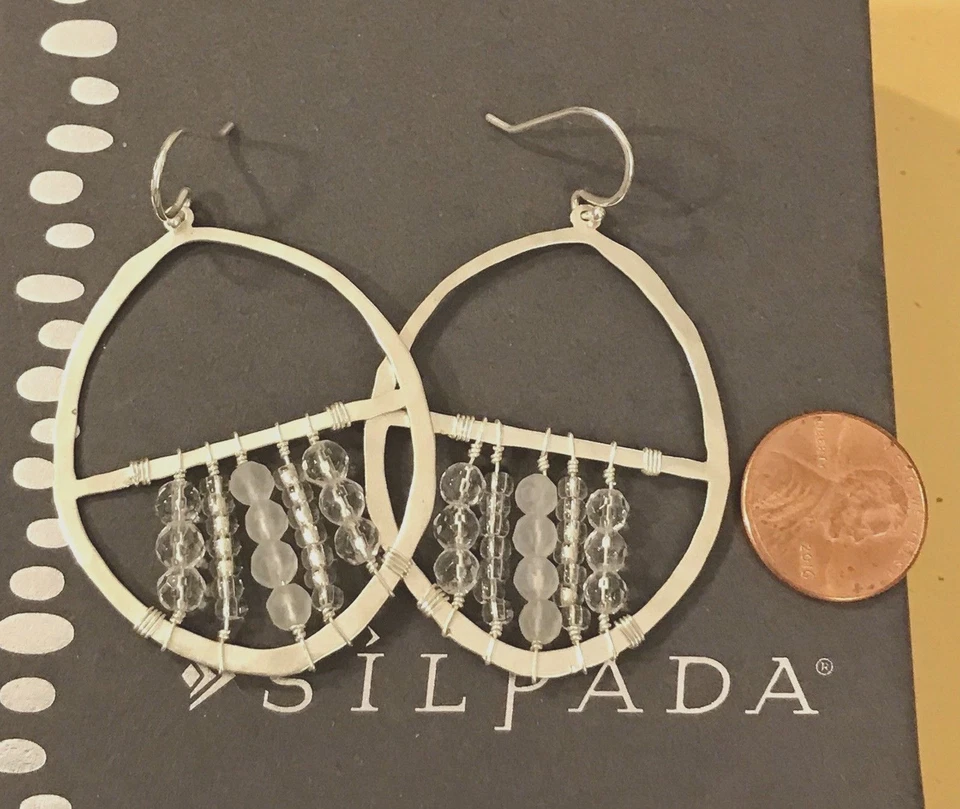 Pendientes Silpada Atrapasueños Plata de Ley 925 Cuentas de Cristal Aro Ovalado W2364 Foto 2 de 4