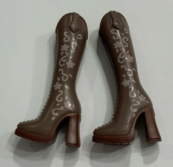 ZAPATOS MUÑECA BARBIE BOTAS MI ESCENA PAQUETE DE MODA ESCENA DE MODA BOTAS OCCIDENTALES MARRONES Foto 2 de 3