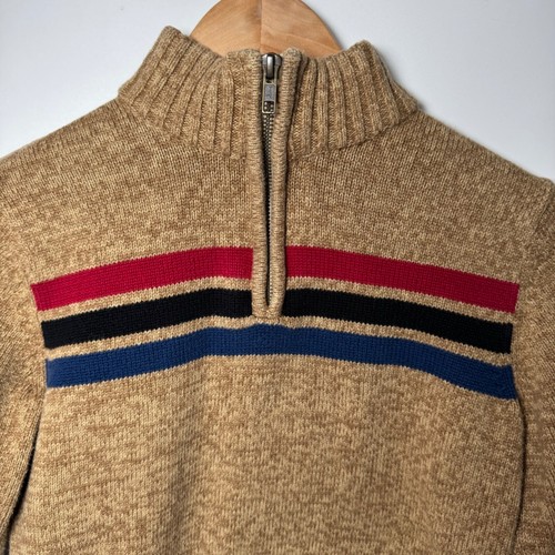 Gymboree Boys Sweater Size 7 Medium Brown Striped Quarter Zip Pullover Knit - Picture 4 of 8