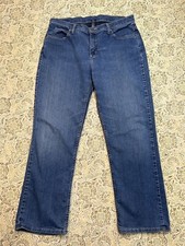 Lee Riders Womens Sz 16P Straight Leg Mid Rise Stretch Denim Designer Jeans Blue
