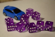 Purple 15 Transparent w/ White Pip Bunco Gaming Dice Set 16mm D6 Yahtzee Quality