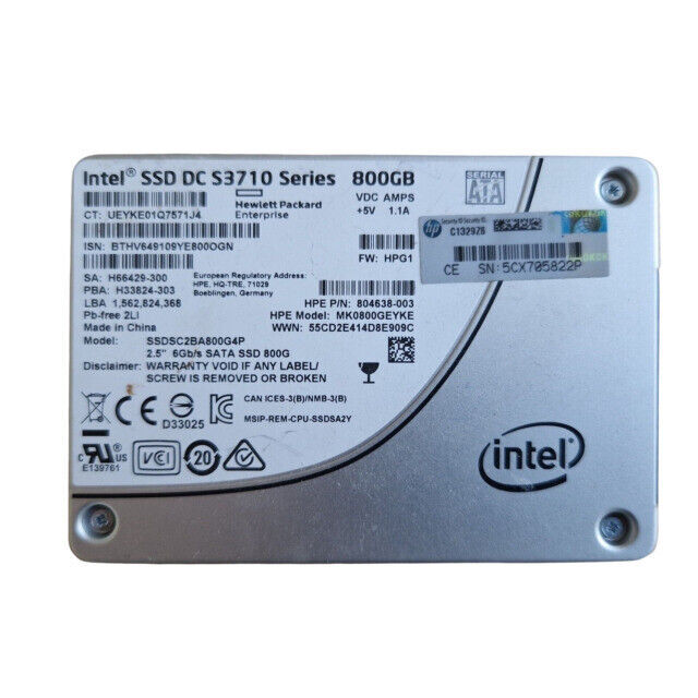 Intel DC S3500, 800GB, SATA, 2.5'' Solid State Drive (‎SSDSC2BB800G4R1 ...