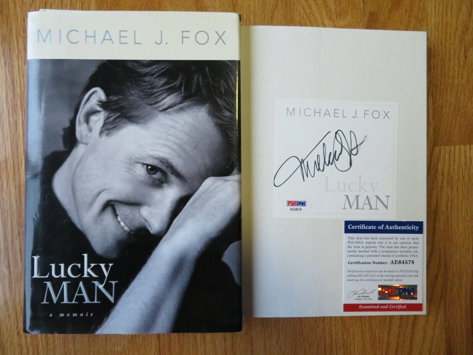 MICHAEL J. FOX signed 2002 LUCKY MAN 1st Ed Book PSA AE64378 BACK