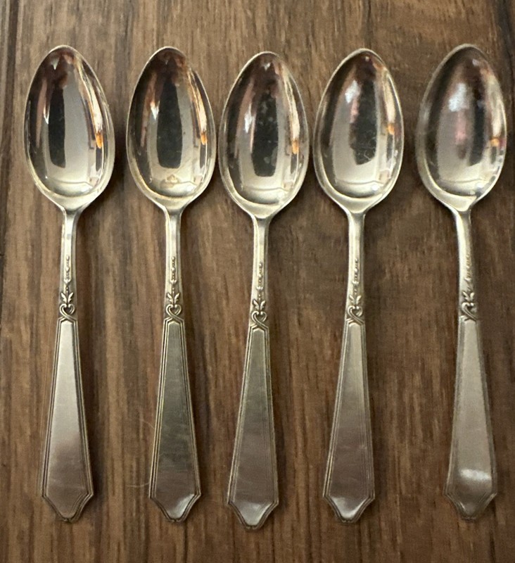 Set Of 5 Lunt Sterling Chateau Demitasse Espresso Spoons 4” No Monogram 45.2 Gr