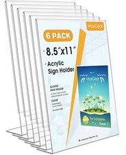 Pack Acrylic Sign Holder 8.5 X 11, Plastic Paper Holder With Vertical 6