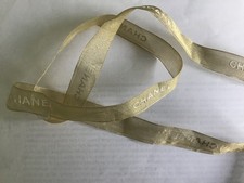 Chanel Ribbon 38” x 5/8th” Gold with White CHANEL overlay