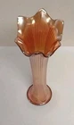 Fenton Fine Rib Carnival Glass Vase 1909-1928 Swung Marigold