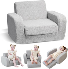 3 in 1 Kids Sofa Bed, Foldable Kids Armchair, Plush Toddler Sofa, Baby Chairs 1 