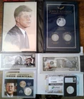 JOHN F. KENNEDY COLLECTION of (2) Federal Reserve Note $2 Colorized + (6) Coins