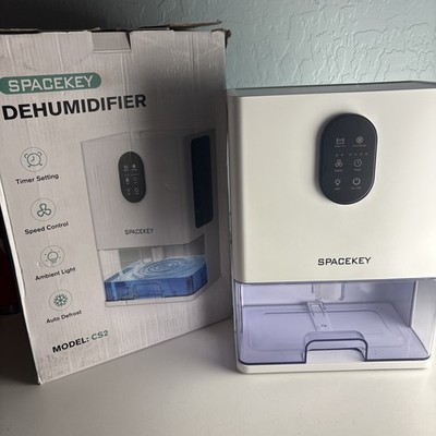 Spacekey Dehumidifier 106oz 1000Sqft Auto Shut Off Timer Lighting Quiet White