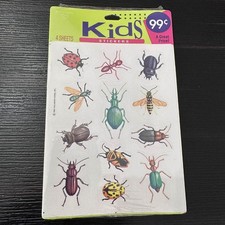 Vintage 1992 Hallmark Kids Bug Insect Stickers 4 Sheets Factory Sealed NOS