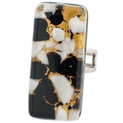GlassOfVenice Murano Glass Venetian Reflections Rectangular Adjustable Ring - Bl