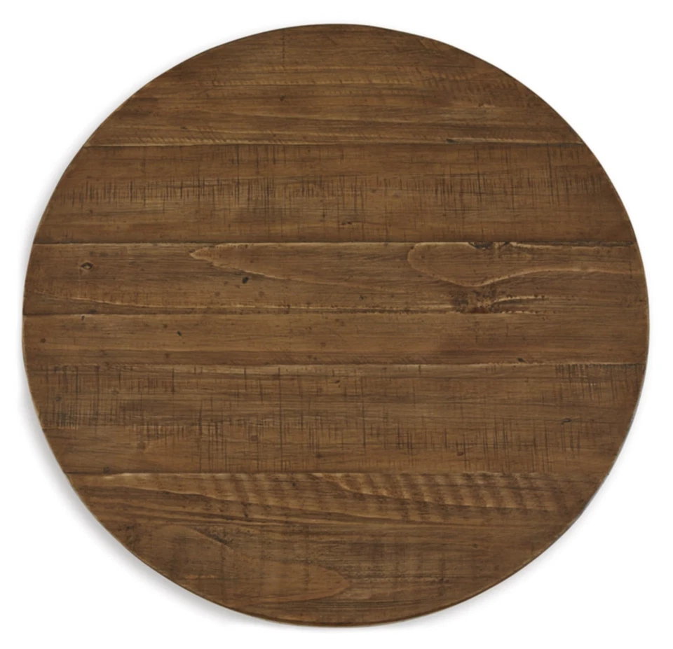 Mesa auxiliar envejecida Mackifeld Farmhouse con construcción de postes y vigas, lig... Foto 4 de 4