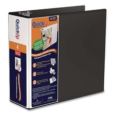 Stride QuickFit D-Ring View Binder, 3 Rings, 4" Capacity, 11.5 x 8, Black