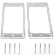 2PCS Flat Metal Humbucker Pickup Mounting Ring Set - Bridge Neck Chrome