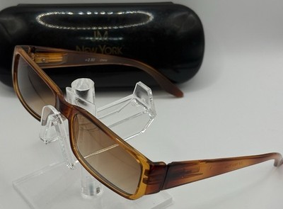 JM New York Sunglasses Brown Rectangular Frame Gradient Lens w/ Case