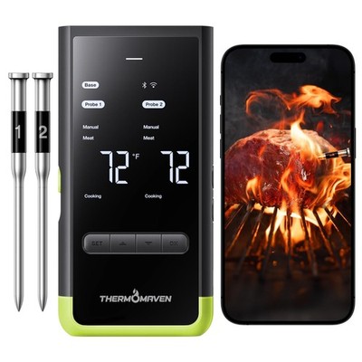ThermoMaven P2 Funk Fleischthermometer 2 Sonden WiFi Bluetooth Grün