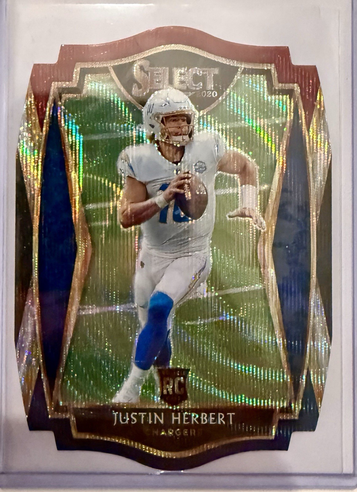 2020 Panini Select #144 Justin Herbert Premier Tri-Color Die-Cut