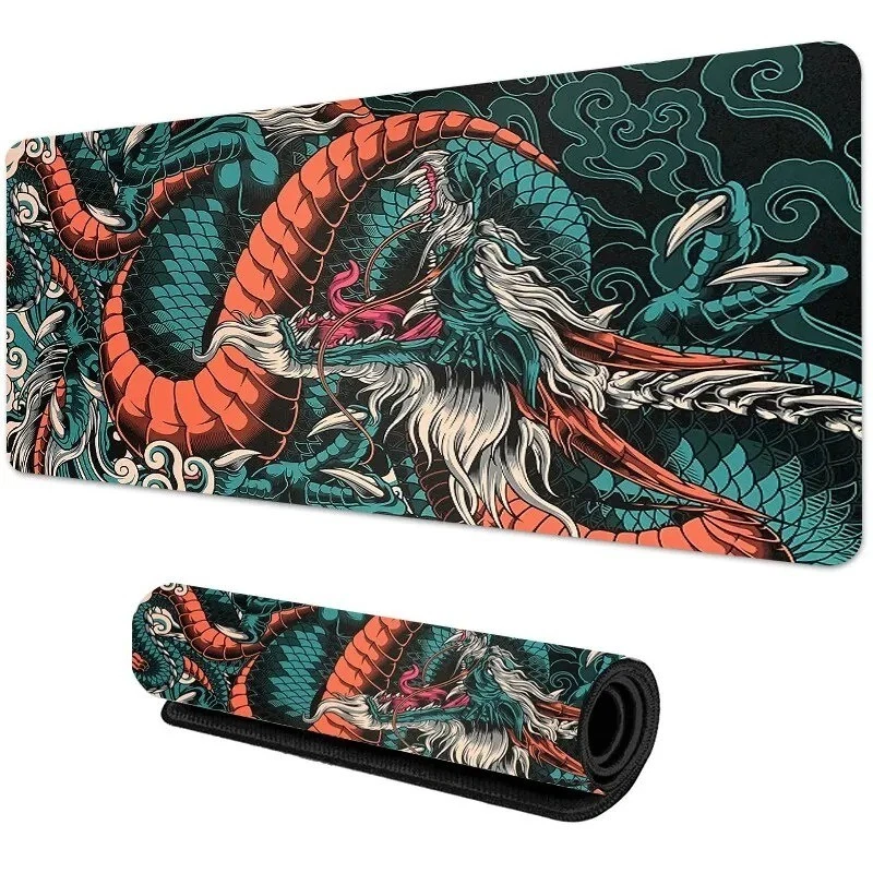 Mouse pad japonês Dragon XXL para jogos 900x400 tapete de mesa antiderrapante design anime - Imagem 3 de 4