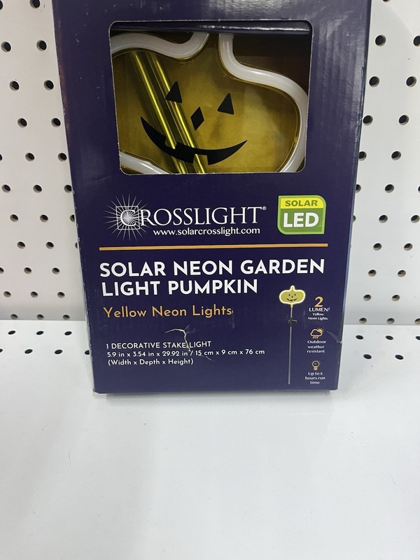 Crosslight Solar Neon Pumpkin Yellow LED Stake Light Dusk-to-Dawn 2 lm