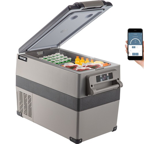 47.5Qt Travel Freezer with Digital Display & App, -4°F–68°F, 12/24V+AC, Black