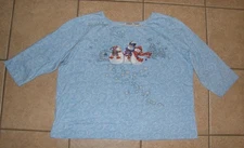 Embellished Blue Sz XXL Casual Wear Stretchy SNOWMAN Tee Shirt COLLECTIONS ETC