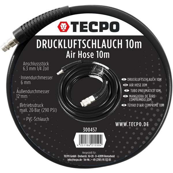 PVC Druckluft Schlauch 10M Kompressorschlauch 20 BAR Schnellkupplung Kompressor-image