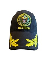 Retired U.S. Army Ball Cap Hat Eagle Crest Adjustable Hook Loop Black Yellow