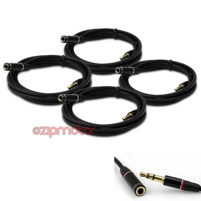 4X 4FT 3.5MM AUX MALE/FEMALE EXTENSION CABLE BLACK IPHONE 5 4S 3GS IPOD CLASSIC