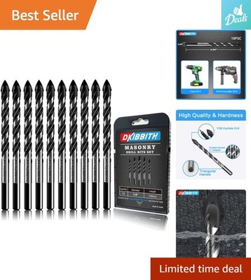 10-Piece 1/4'' Masonry Drill Bits Set - YG8 Tungsten Steel for Enhanced Precision