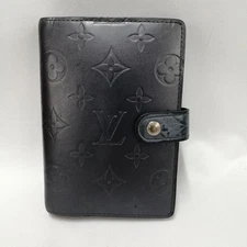 Louis Vuitton Monogram Matte Black Agenda PM Planner Cover 5.7 inches