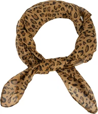 Women Leopard Scarf Lightweight Chiffon Square Scarf for Spring Summer Season Ne
