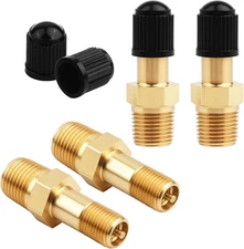 4 Set Gold 1/8 Schrader-Valve, Metal 1/8 Tank Valve, Brass Pipe with Air Compres
