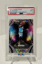 Ja Morant 2019-20 Prizm Fireworks Rookie RC Fast Break Prizm #28 PSA 9