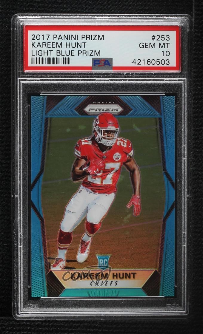 2017 Panini Prizm Rookies Light Blue /199 Kareem Hunt #253 PSA 10 GEM MT 02zh
