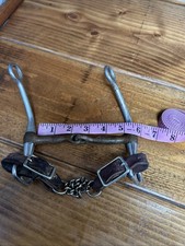 Curved Shank Tom Thumb Copper Mouth Horse Bit Leather /Chain Chin Strap