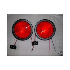 Truck Trailer Bus Semi Brake Stop Turn Tail Light Kits / 4" Round / Red