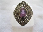 VINTAGE STERLING SILVER MARCASITE AMETHYST RING SIZE 10